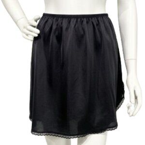 Vanity Fair Satin Skirt Half Slip Women Small Black Nylon 16"